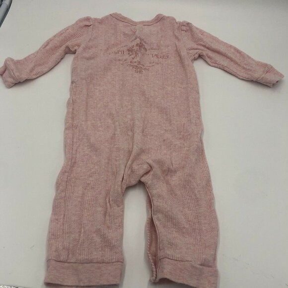 Ralph Lauren Baby 9 Months Pink Button Snap Bottom One Piece Romper Cotton Logo - Picture 2 of 5